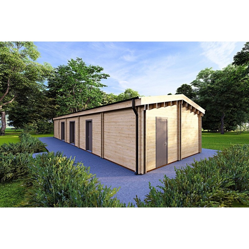 Casa prefabbricata in legno con garage CLOE 114 m² 44/140/44 mm, fronte lato destro
