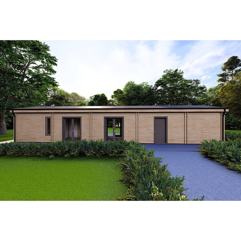 Casa prefabbricata in legno con garage CLOE 114 m² 44/140/44 mm, vista frontale