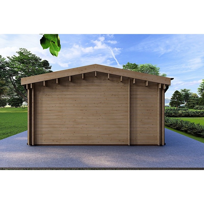 Casa prefabbricata in legno con garage CLOE 114 m² 44/140/44 mm, lato sinistro
