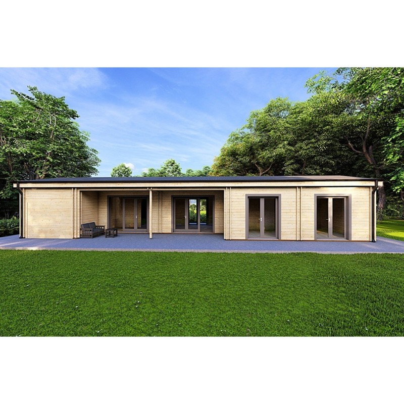 Casa prefabbricata in legno con garage CLOE 114 m² 44/140/44 mm, retro