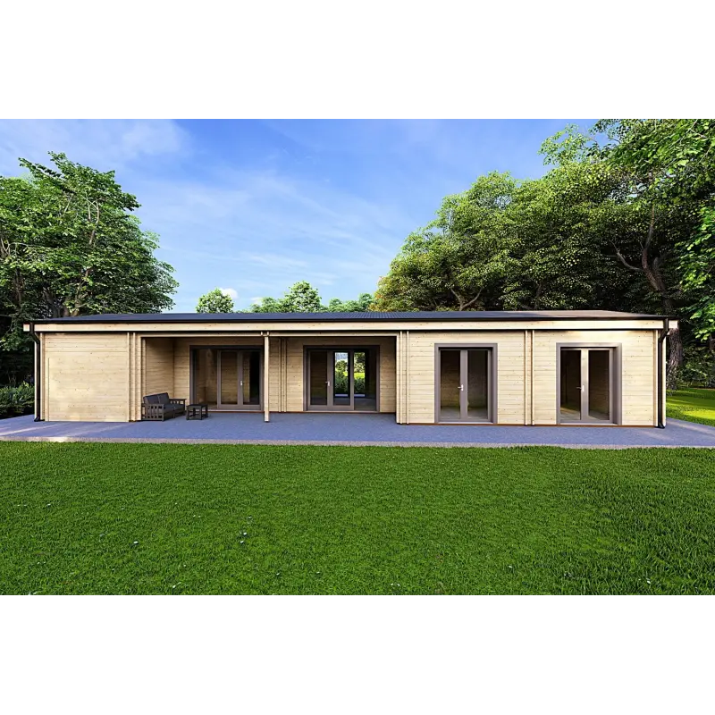Casa prefabbricata in legno con garage CLOE 114 m² 44/140/44 mm, retro