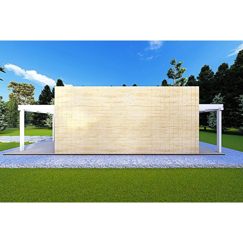Casa in legno prefabbricata con doppia veranda NAUSICAA 98 m² 70/100/30/40 mm, lato destro