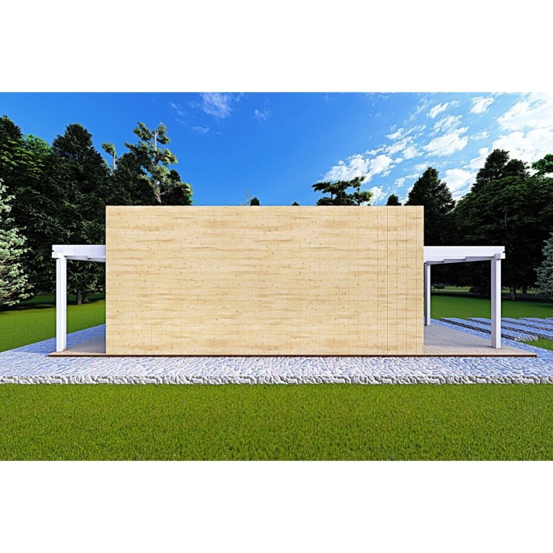 Casa in legno prefabbricata con doppia veranda NAUSICAA 98 m² 70/100/30/40 mm, lato sinistro