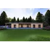 Casa abitabile in legno con tettoia auto CLIO 135 m² 44/140/44 mm, vista frontale