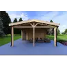 Casa abitabile in legno con tettoia auto CLIO 135 m² 44/140/44 mm, lato destro