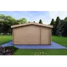 Casa abitabile in legno con tettoia auto CLIO 135 m² 44/140/44 mm, lato sinistro