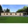 Casa abitabile in legno con tettoia auto CLIO 135 m² 44/140/44 mm, retro