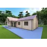 Casa prefabbricata di legno con patio GINEVRA 130 m² 44/140/44 mm, fronte lato destro