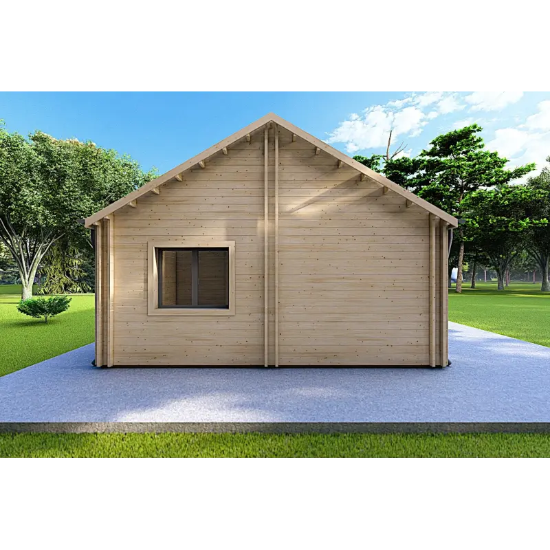 Casa prefabbricata di legno con patio GINEVRA 130 m² 44/140/44 mm, lato sinistro
