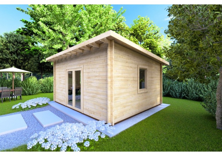 Casetta da giardino GLORIA 5.2x4.2 44mm, fronte lato destro