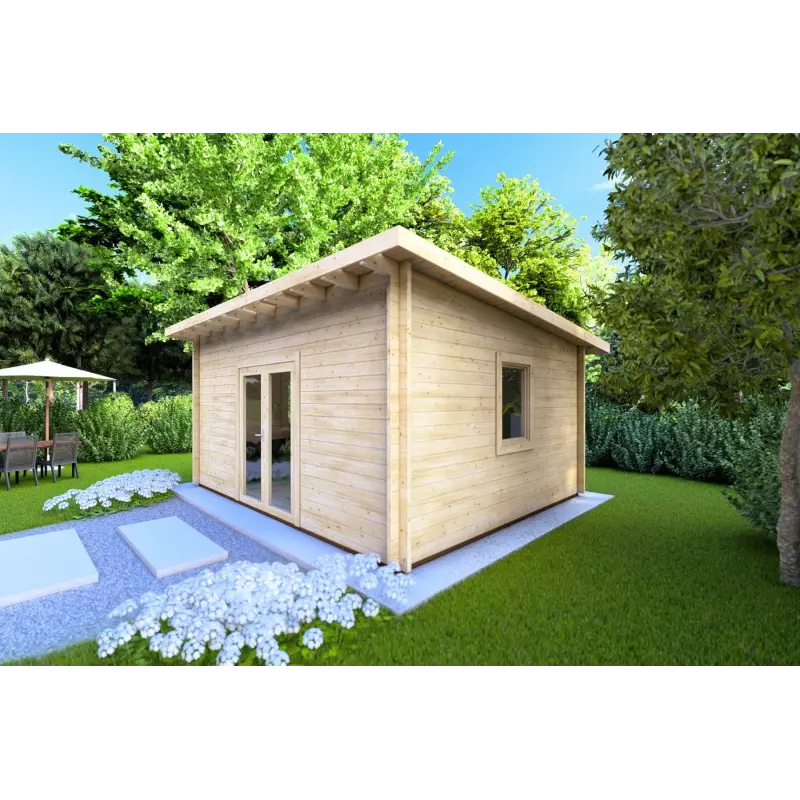 Casetta da giardino GLORIA 5.2x4.2 44mm, fronte lato destro