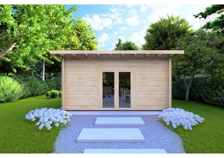 Casetta da giardino GLORIA 5.2x4.2 44mm, vista frontale