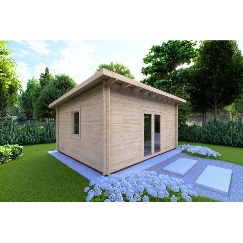 Casetta da giardino GLORIA 5.2x4.2 44mm, fronte lato sinistro