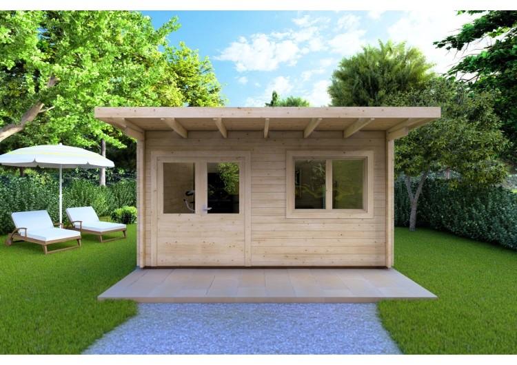 Casetta in legno SIBILLA 4.5x3.5 44mm, vista frontale