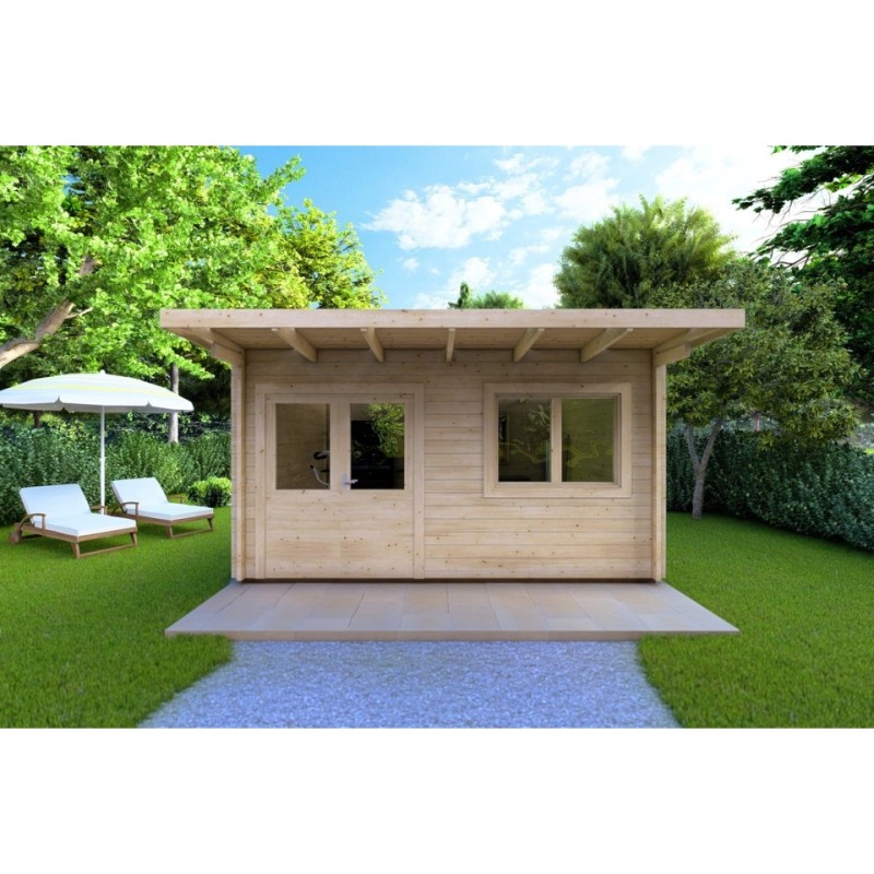 Casetta in legno SIBILLA 4.5x3.5 44mm, vista frontale