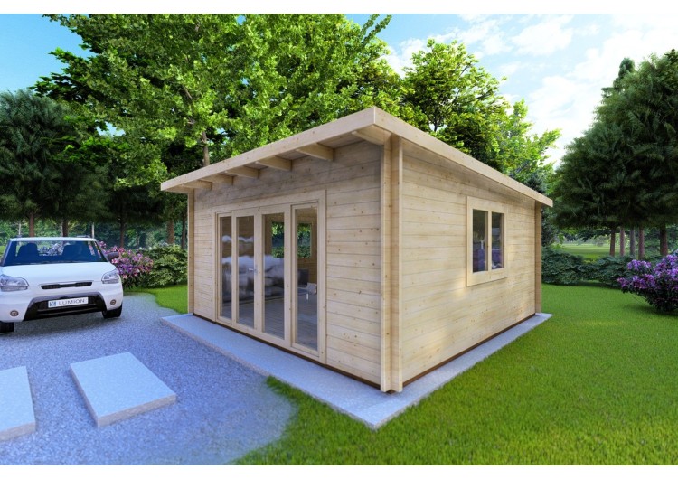 Casa in legno da giardino ELISA 5x5 44mm, fronte lato destro