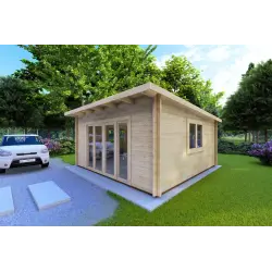 Casa in legno da giardino ELISA 5x5 44mm, fronte lato destro