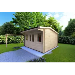 Casetta da giardino AZZURRA 4x3 44mm, fronte lato destro