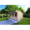 Casetta da giardino AZZURRA 4x3 44mm, fronte lato destro