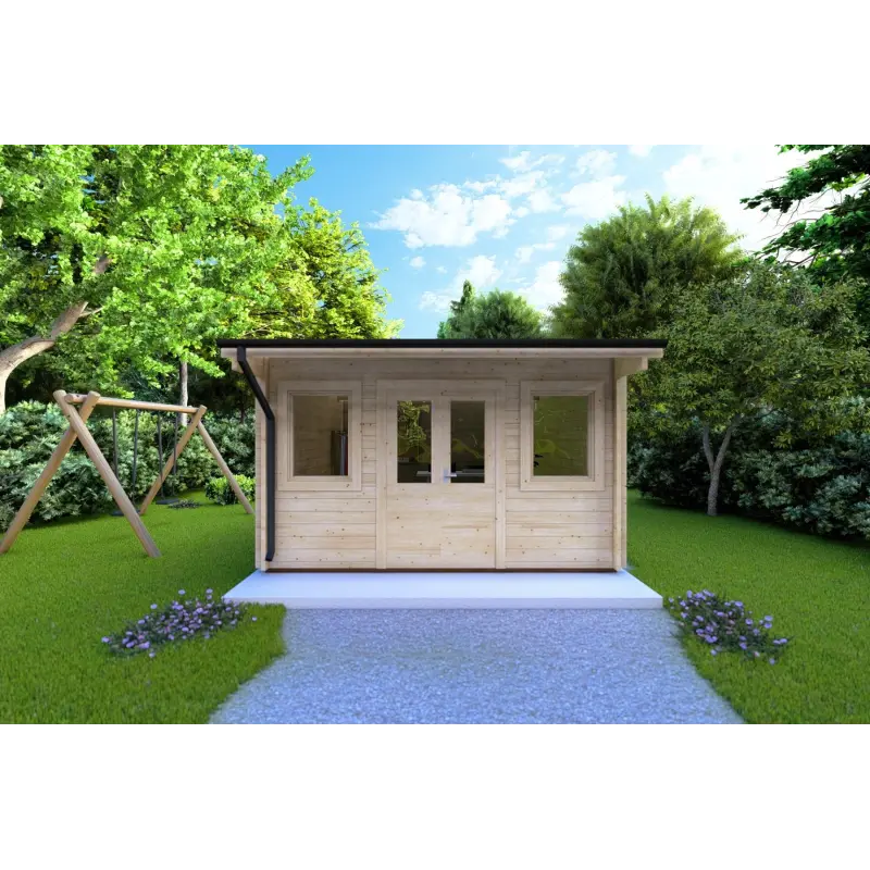 Casetta da giardino AZZURRA 4x3 44mm, vista frontale