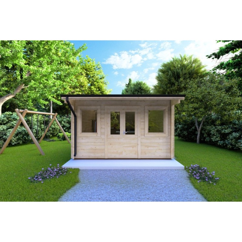 Casa in legno da giardino AZZURRA 4x4 44mm, vista frontale