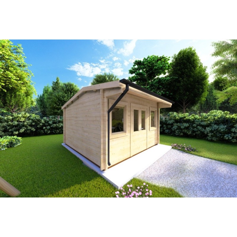 Casa in legno da giardino AZZURRA 4x4 44mm, lato sinistro