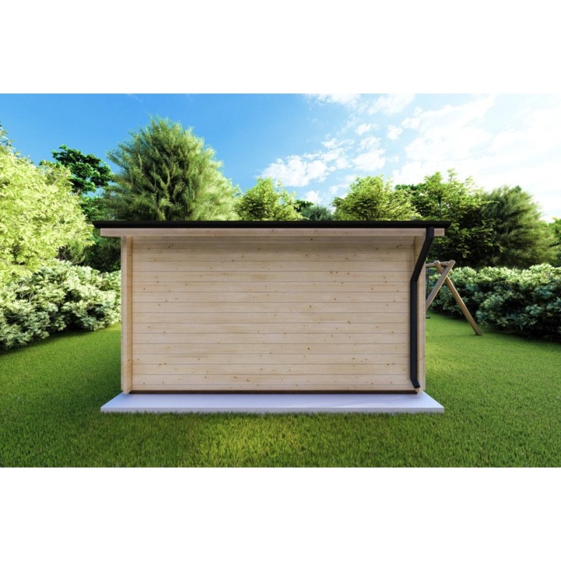 Casa in legno da giardino AZZURRA 4x4 44mm, retro