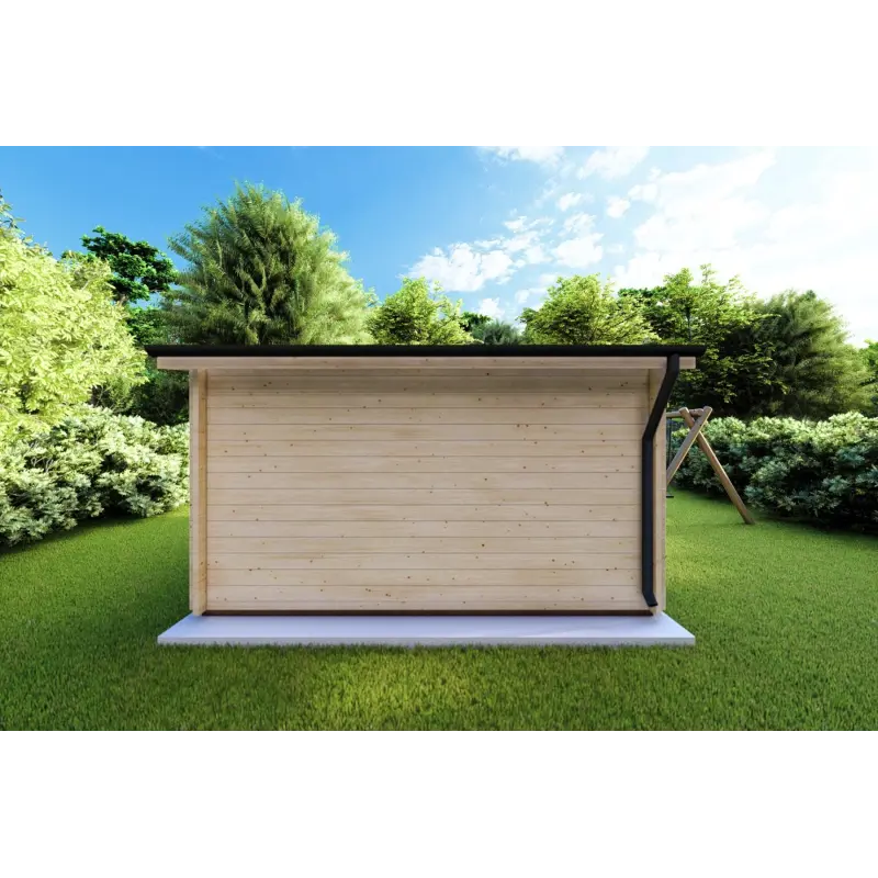 Casa in legno da giardino AZZURRA 4x4 44mm, retro