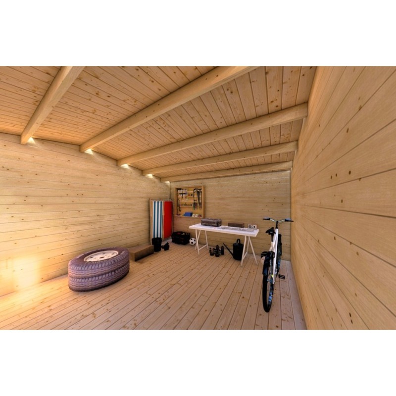 Casa in legno da giardino AZZURRA 4x4 44mm, interno