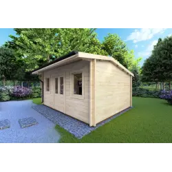 Casetta in legno AZZURRA 5x4 44mm, fronte lato destro