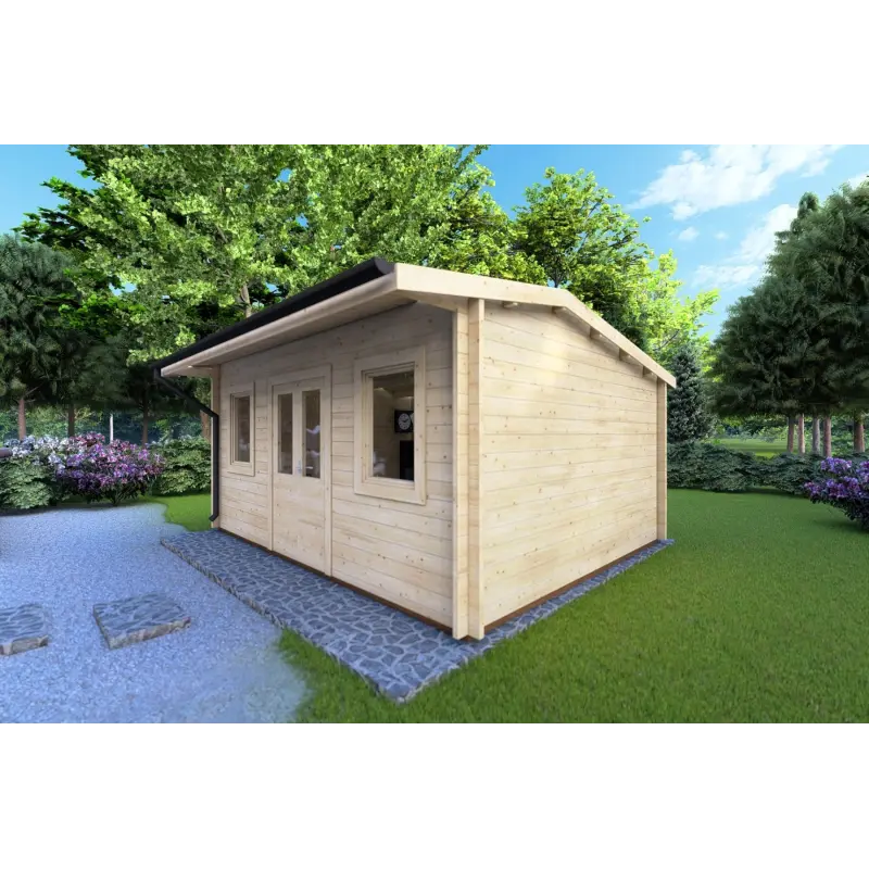 Casetta in legno AZZURRA 5x4 44mm, fronte lato destro