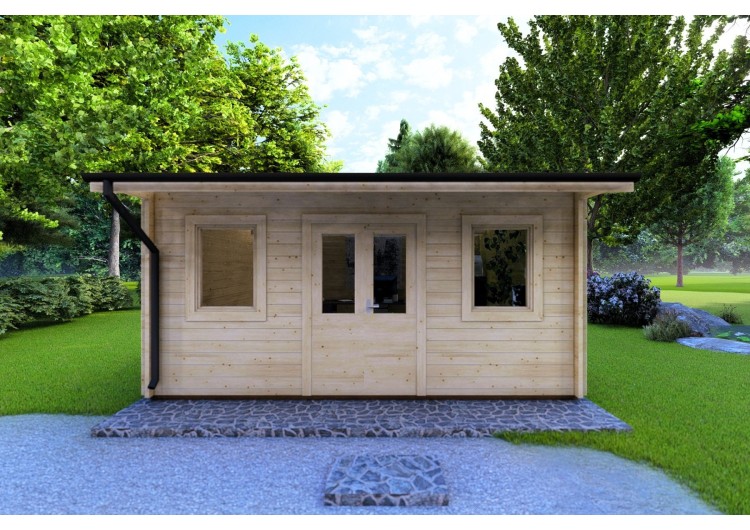 Casetta in legno AZZURRA 5x4 44mm, vista frontale