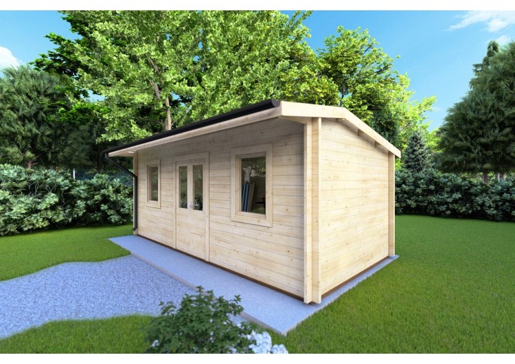 Casetta in legno AZZURRA 6x3 44mm, fronte lato destro