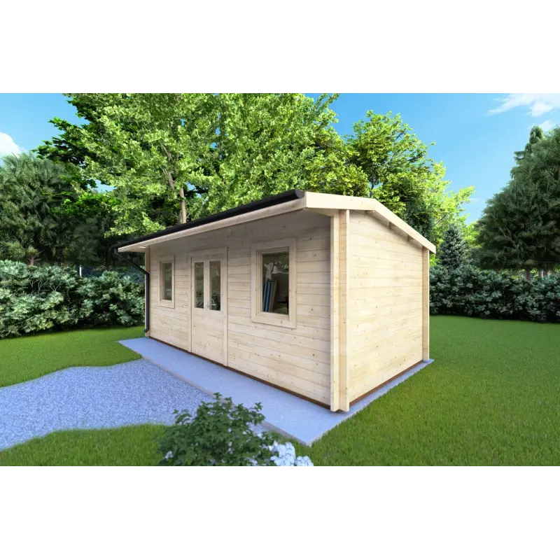 Casetta in legno AZZURRA 6x3 44mm, fronte lato destro