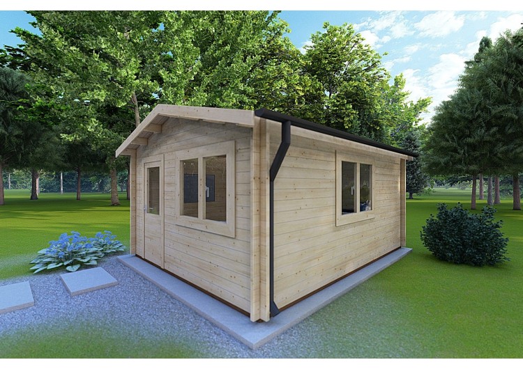 Casetta in legno ANNA 4x6 44mm, fronte lato destro