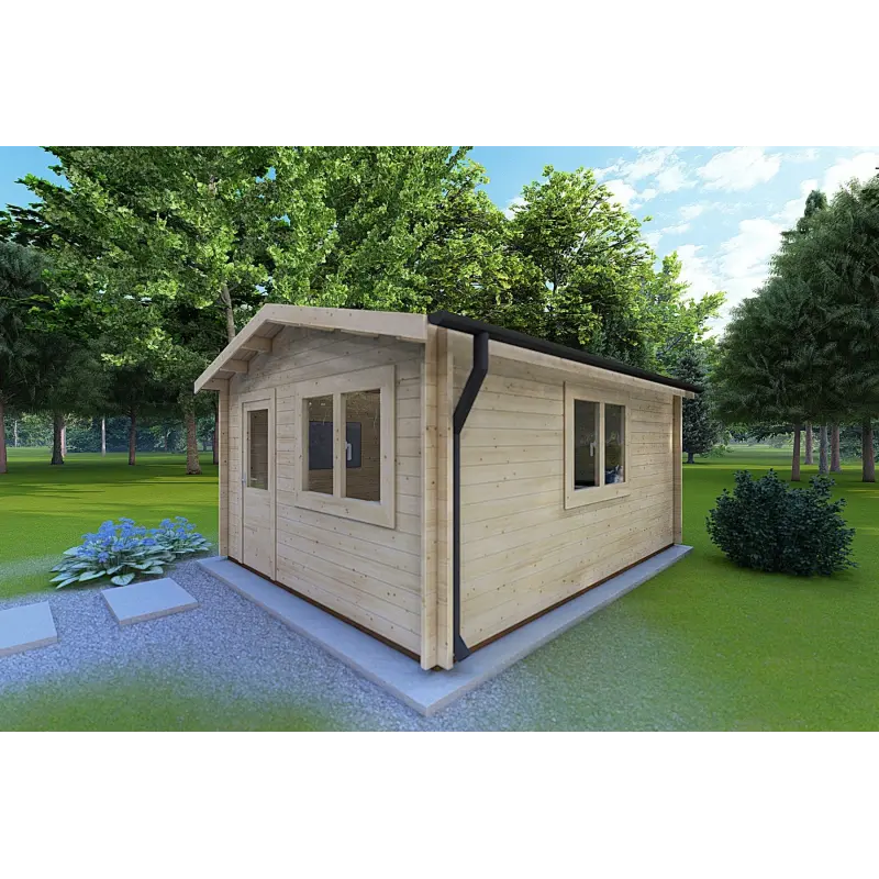 Casetta in legno ANNA 4x6 44mm, fronte lato destro