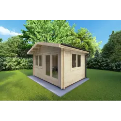 Casa in legno da giardino LELLA 4x3 44mm, fronte lato destro