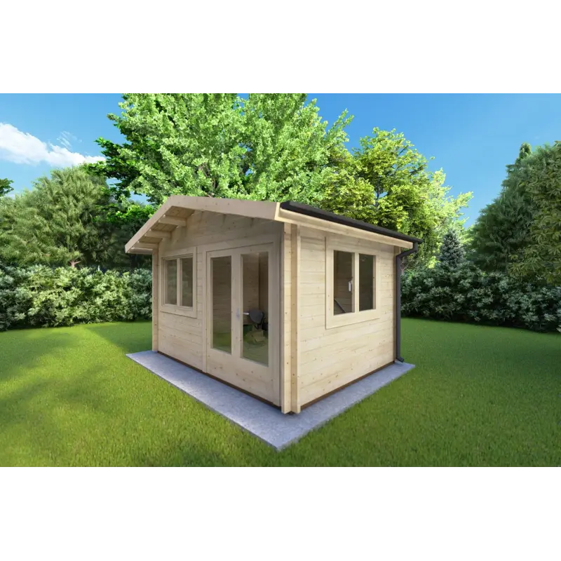Casa in legno da giardino LELLA 4x3 44mm, fronte lato destro