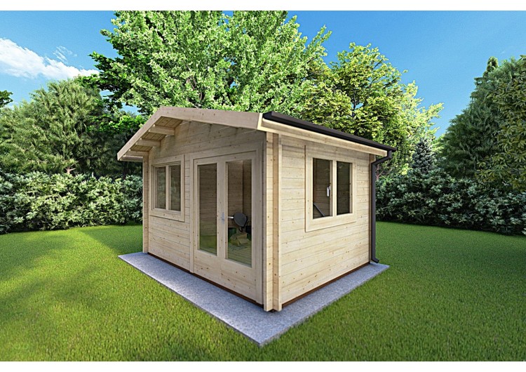 Casetta in legno LELLA 4x4 44mm, fronte lato destro
