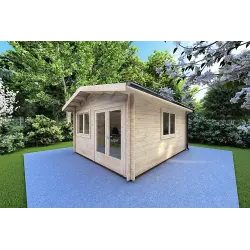 Casa in legno da giardino LELLA 4x6 44mm, fronte lato destro