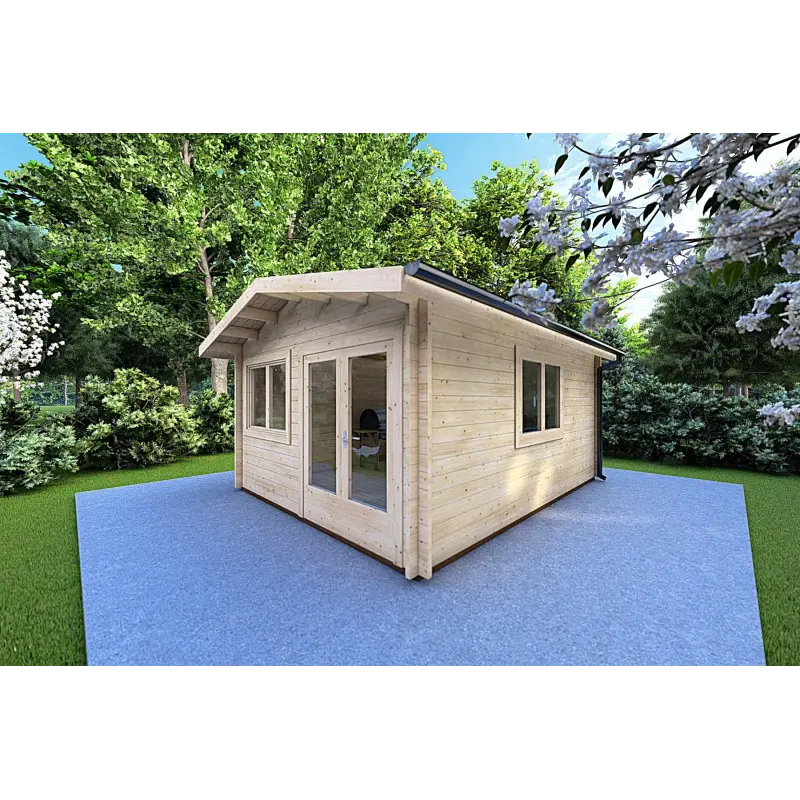Casa in legno da giardino LELLA 4x6 44mm, fronte lato destro