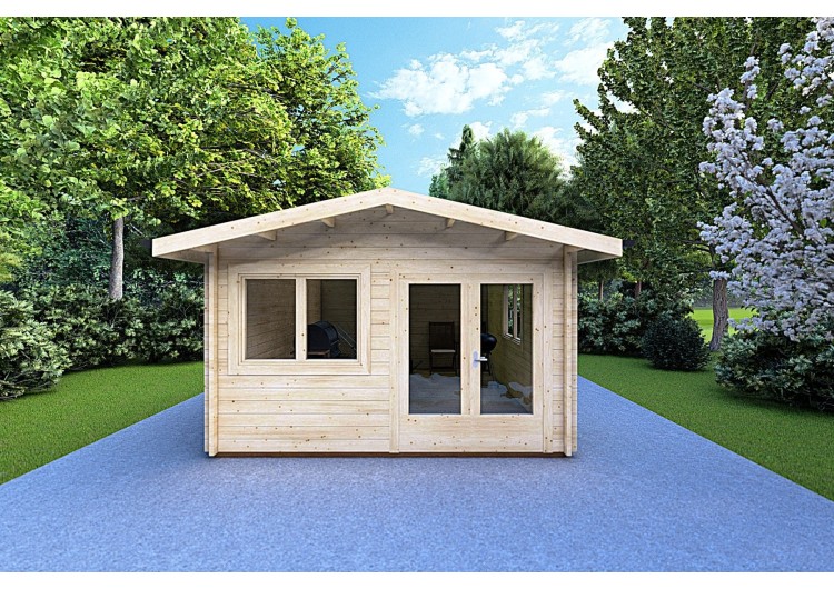 Casa in legno da giardino LELLA 4x6 44mm, vista frontale