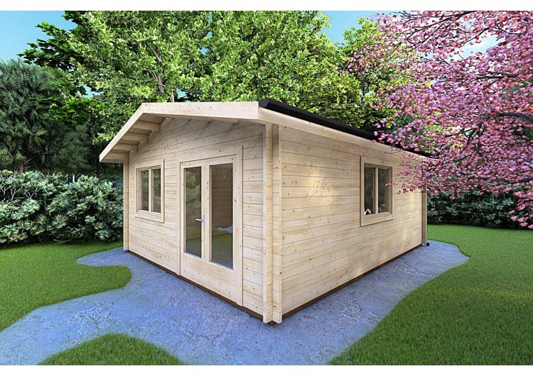 Casa in legno da giardino LELLA 5x6 44mm, fronte lato destro