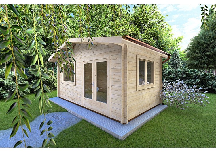 Casetta da giardino LELLA 6x4 44mm, fronte lato destro