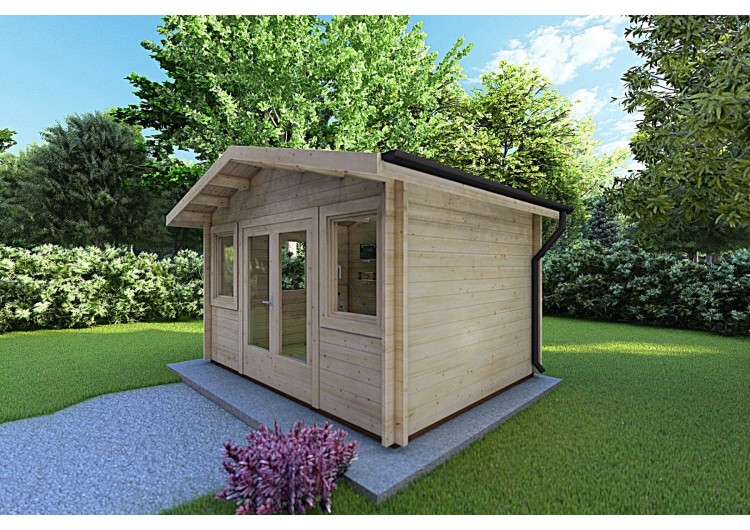 Casetta da giardino ARIZONA 4x3 44mm, fronte lato destro
