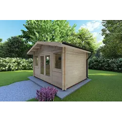 Casetta da giardino ARIZONA 4x3 44mm, fronte lato destro