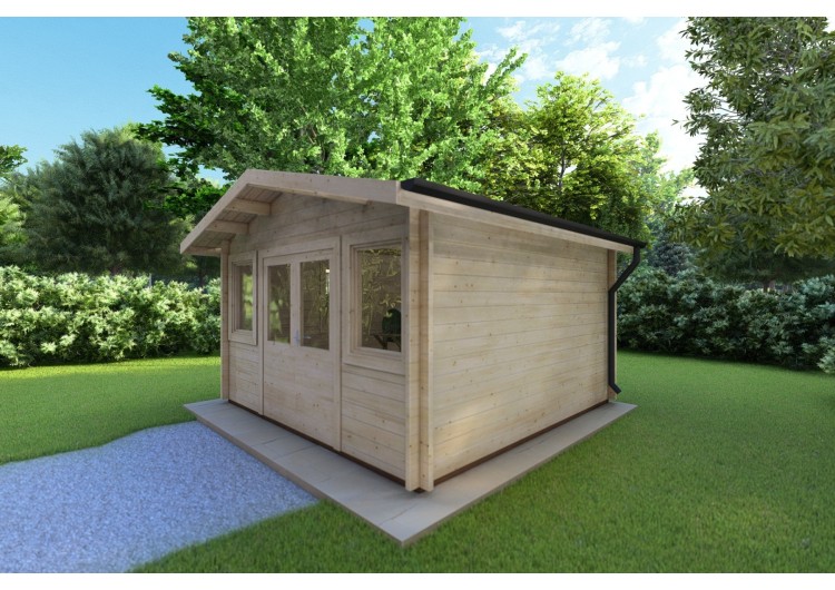 Casa in legno da giardino ARIZONA 4x4 44mm, fronte lato destro
