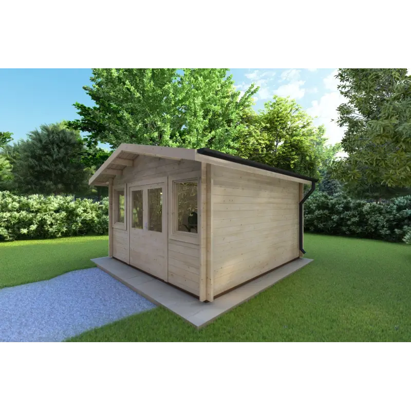 Casa in legno da giardino ARIZONA 4x4 44mm, fronte lato destro