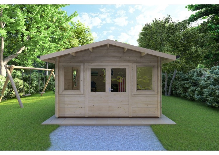 Casa in legno da giardino ARIZONA 4x4 44mm, vista frontale