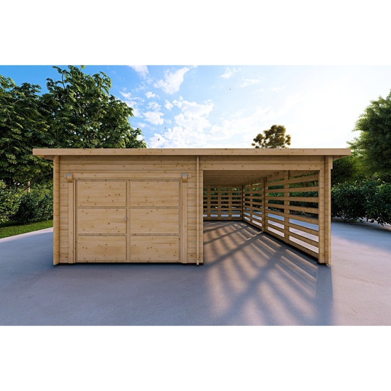 Garage di legno tettoia 6x6 44mm, vista frontale